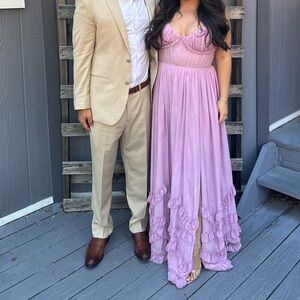 V. Chapman Pink Ruffled Maxi Dress